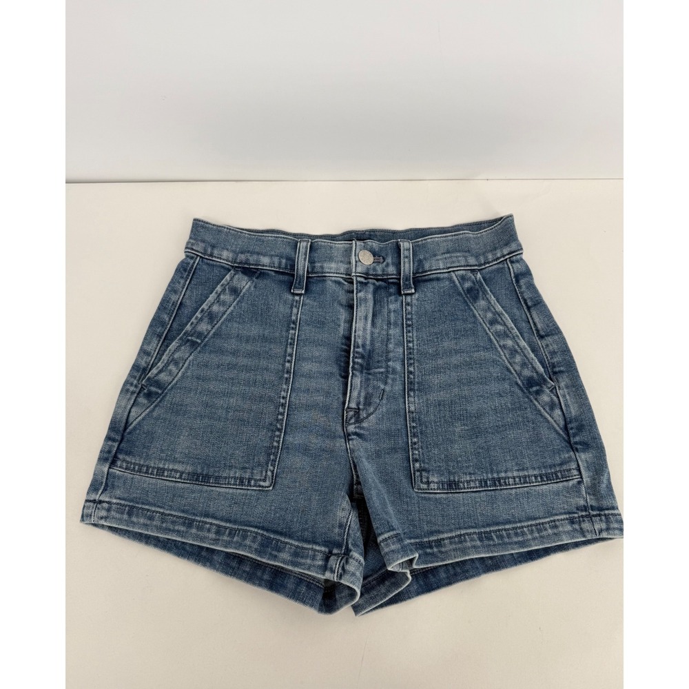 J.Crew Women Medium Wash Denim Utility Patch Pocket Shorts Sz 25 High Rise